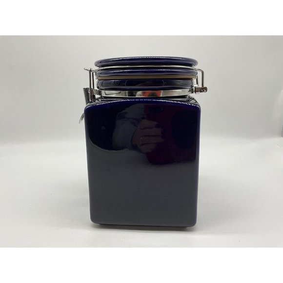 Starbucks Beehouse Cobalt Blue Coffee / Tea Canister With Silver Mermaid Logo - Picture 8 of 16